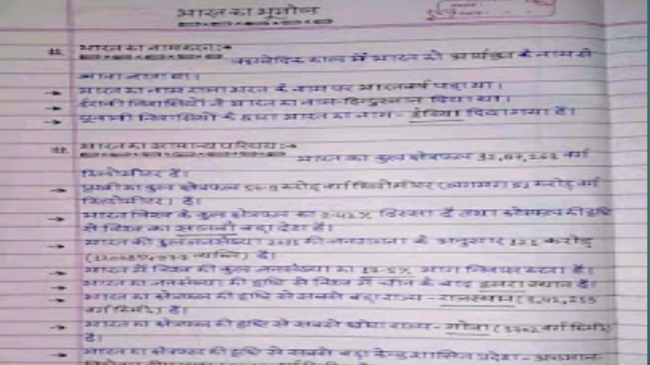 भूगोल ( geography) handwritten note pdf...